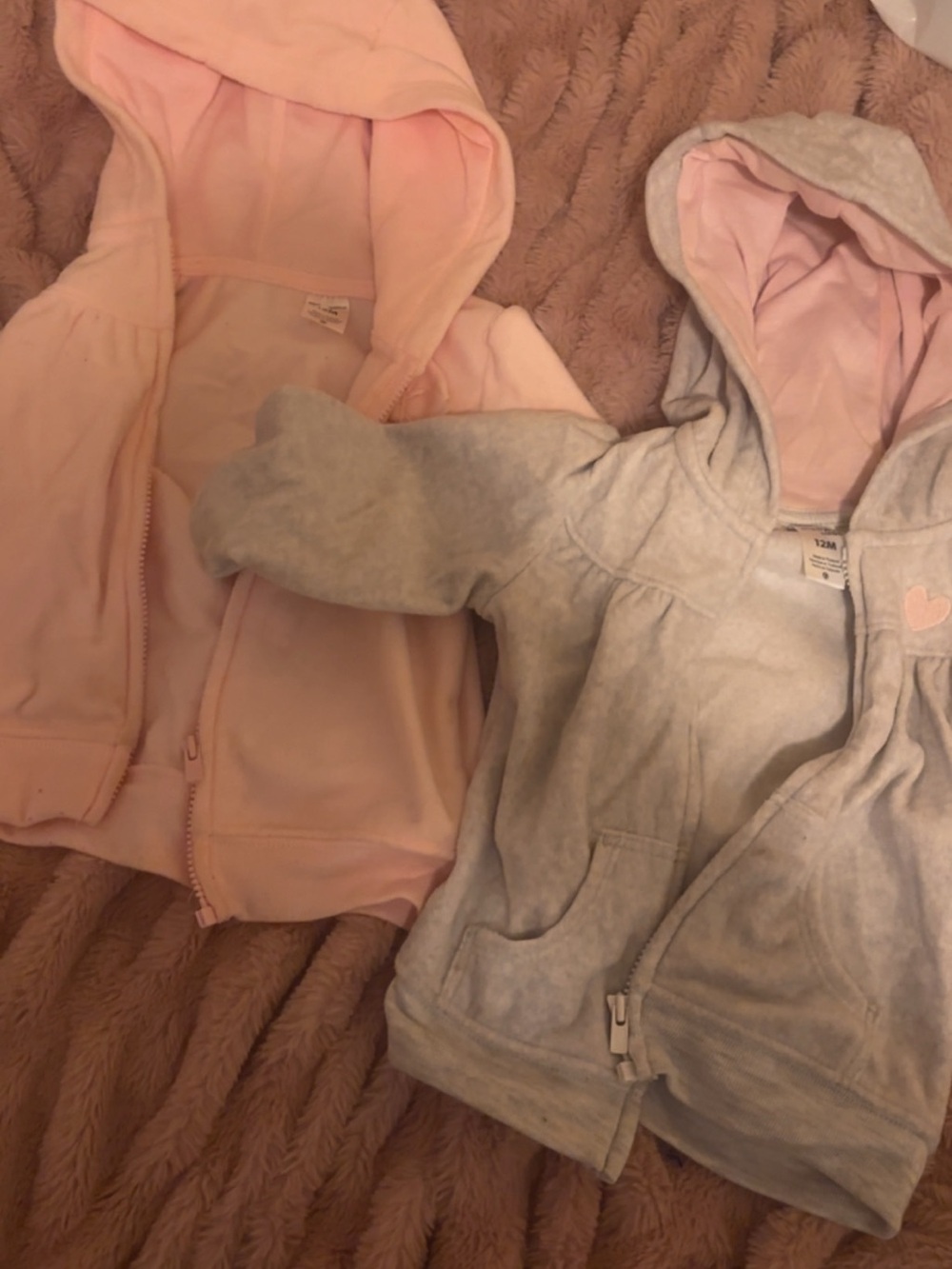 Girls' Hooded Zip Jacket - Pink and Light Gray